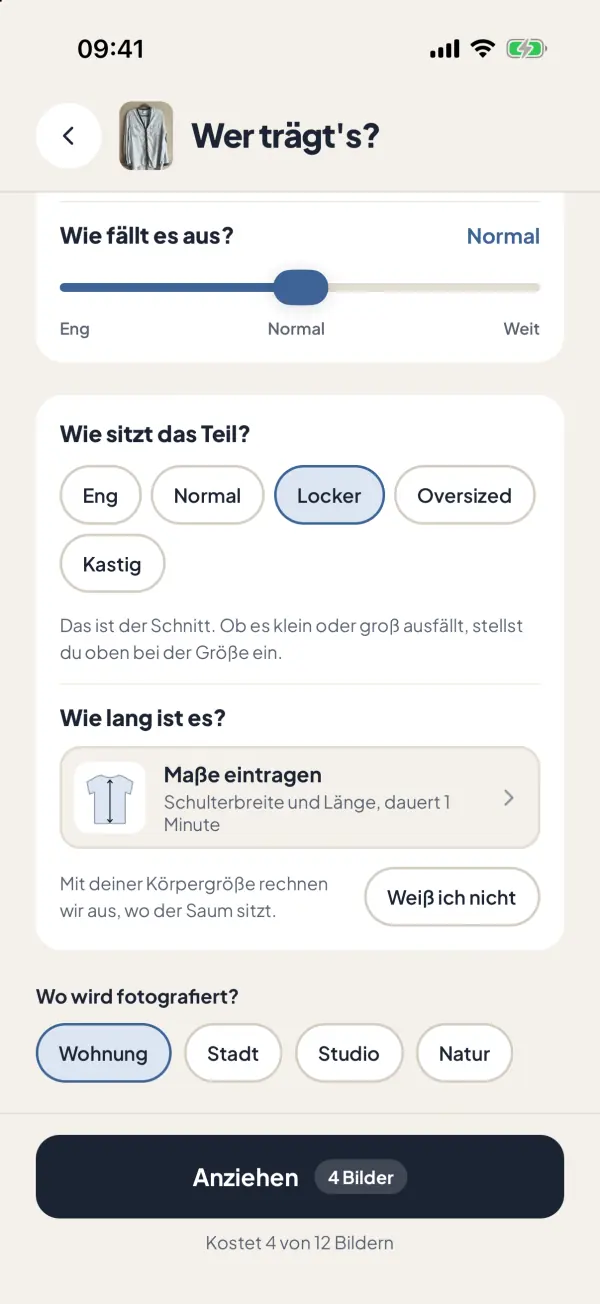 Screenshot aus der App: Du bestimmst, wer es trägt