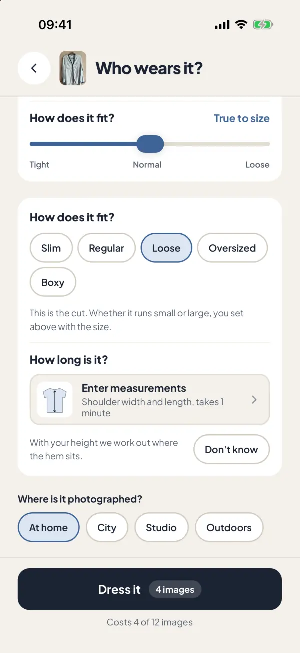 Screenshot from the app: You choose who wears it