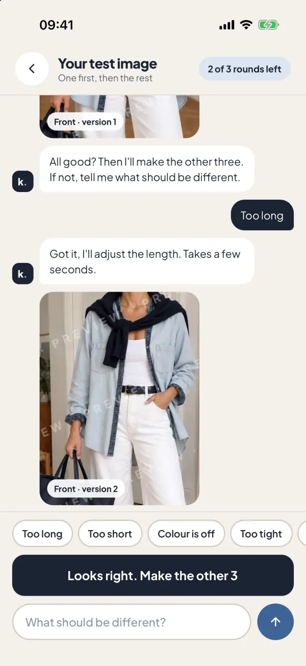 Screenshot from the app: First, one test image