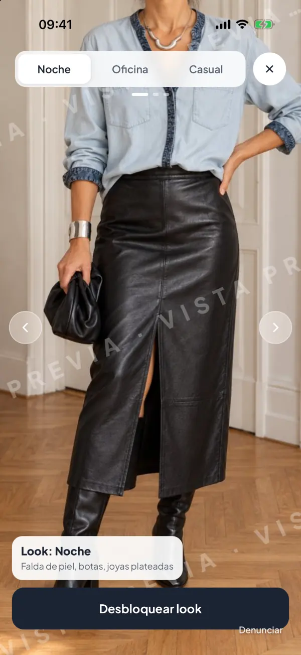 Captura de la app: Como outfit completo