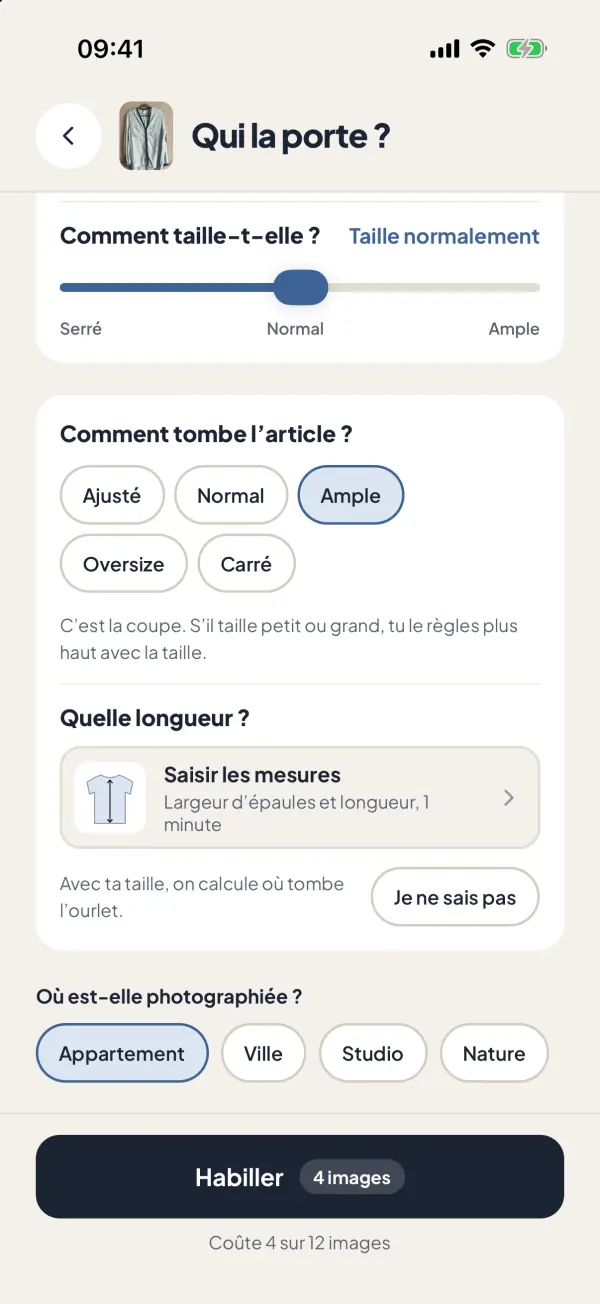 Capture d’écran de l’app : Tu choisis qui le porte