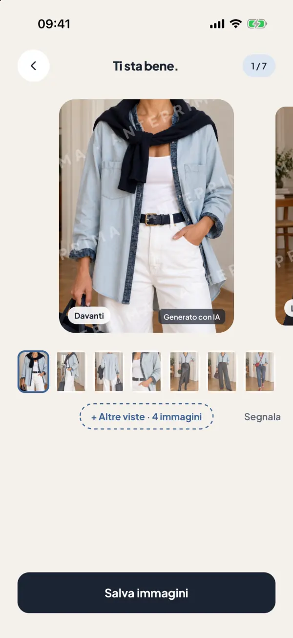 Schermata dell’app: Quattro viste. Fatto
