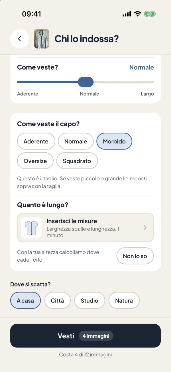 Schermata dell’app: Scegli tu chi lo indossa