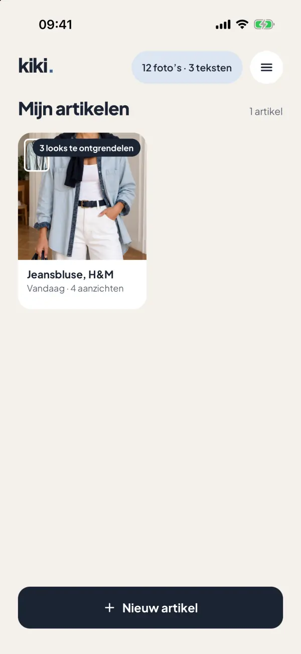Screenshot uit de app: Alles op één plek