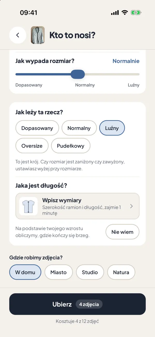 Zrzut ekranu z aplikacji: Ty decydujesz, kto to nosi